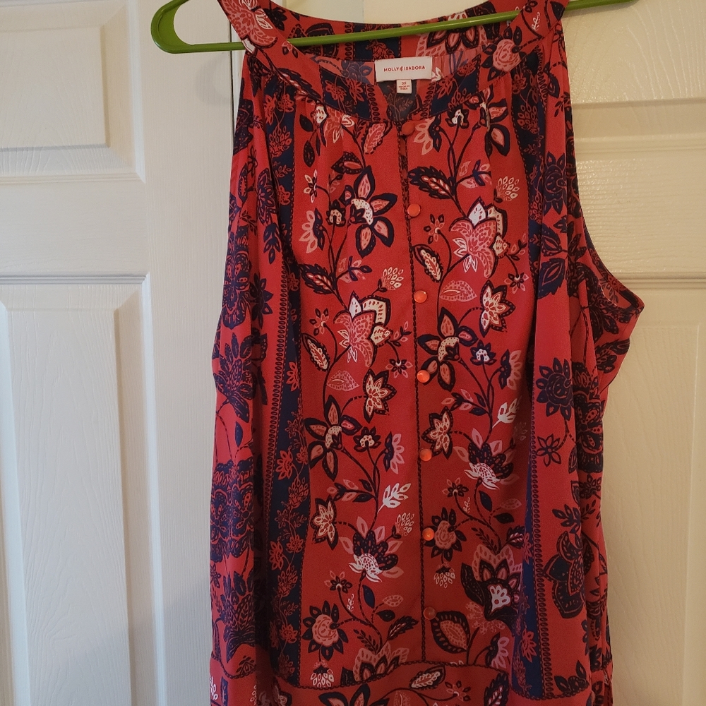 Molly and Isador redprint sleeveless shirt